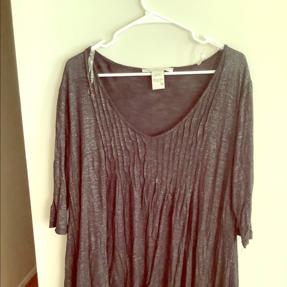 American Rag Gray Sparkly Top - 1X